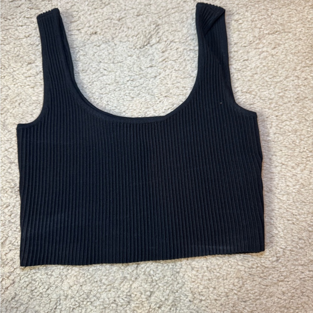 Forever 21 Black Ribbed Crop Tank Top